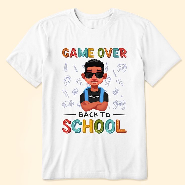 As summer ends, get them excited for the new school year with this personalized back to school tee. The soft, comfy fabric will keep them cozy whether heading to class or studying at home. This back to school-themed shirt is a great gift for any student starting a new grade. Give it to your child on the first day or your niece who just moved up to middle school. It makes a thoughtful back to school, birthday or holiday gift. Give them the gift of comfort and self-expression with this personalize Cotton T-shirt With Letter Print For School, Short Sleeve T-shirt For School Events In Summer, College Style Short Sleeve T-shirt For School, Fun Short Sleeve T-shirt For School, Fun T-shirt For End Of School Year, Trendy School T-shirt With Crew Neck, Funny T-shirt For End Of School Year, Funny Letter Print T-shirt For Back To School, Fun T-shirt With Funny Print For Back To School