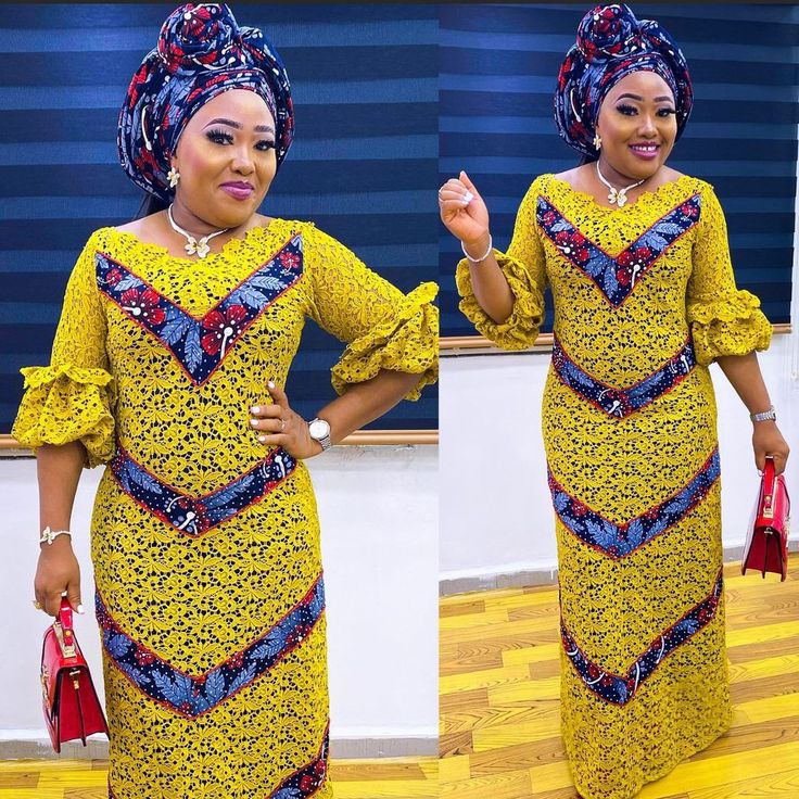 Asoebi Lace Style, Ankara Combination Styles, Asoebi Lace, Yakoema Fashion, Latest Gowns, African Fabric Dress, Long African Dresses, Combination Fashion, Best African Dresses