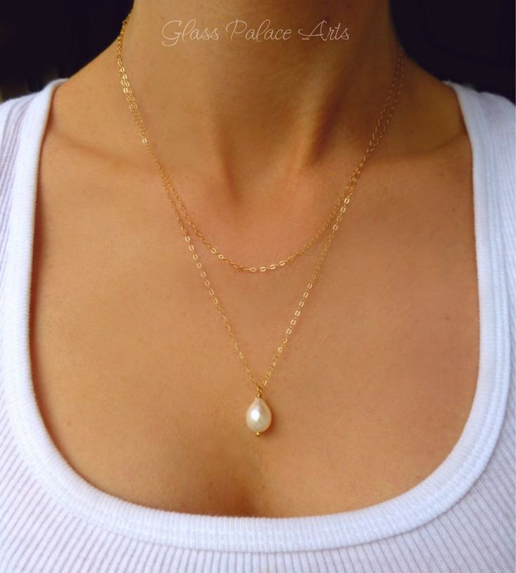 Multi Strand Pearl Necklace - Layered Pearl Teardrop Necklace Multi Strand Pearl Necklace, Rose Gold Chain Necklace, Diamond Bar Necklace, Bridal Pearl Necklace, Pearl Bridal Jewelry, Bridesmaid Gifts Jewelry, Necklace Bridal, Freshwater Pearl Necklace, Valentines Necklace