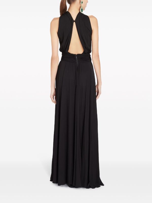 Giambattista Valli Laced knot-detail Maxi Dress - Farfetch Maxi Dress Black, Yoko London, Giambattista Valli, Exclusive Fashion, Flared Skirt, Halter Neckline, Black Maxi Dress, Flare Skirt, Denim Dress