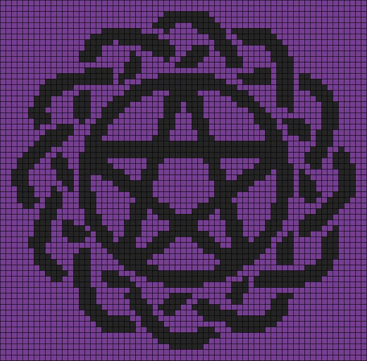 a cross - stitch pattern with an inverted design in black and purple on a purple background