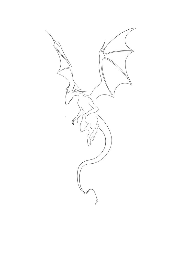 a line drawing of a dragon flying in the sky