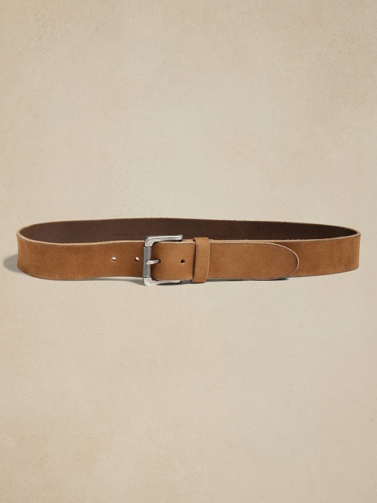 A belt with character, this gorgeous Italian nubuck leather belt has a sturdy, suede-like finish.  Leather from Italy.  Width: 1. 75" Dark Brown Color, Brown Belt, Nubuck Leather, Medium Brown, Leather Belt, Brown Color, Banana Republic, Mens Accessories, Buckle