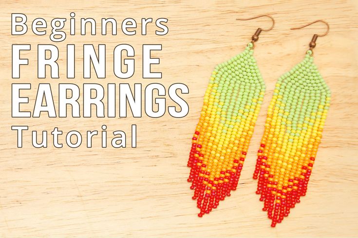 the beginner's fringe earrings are made with seed beads