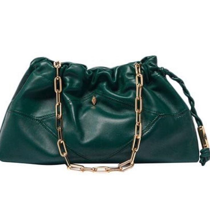 Perfect Size For Day And Night - Brand New Ba&Sh Purse - Emerald Green- Never Worn. Chain Or Leather Strap - Dust Bag Provided Emerald Green Color, Day And Night, Emerald Green, Green Color, Green Colors, Bucket Bag, Leather Straps, Dust Bag, Emerald