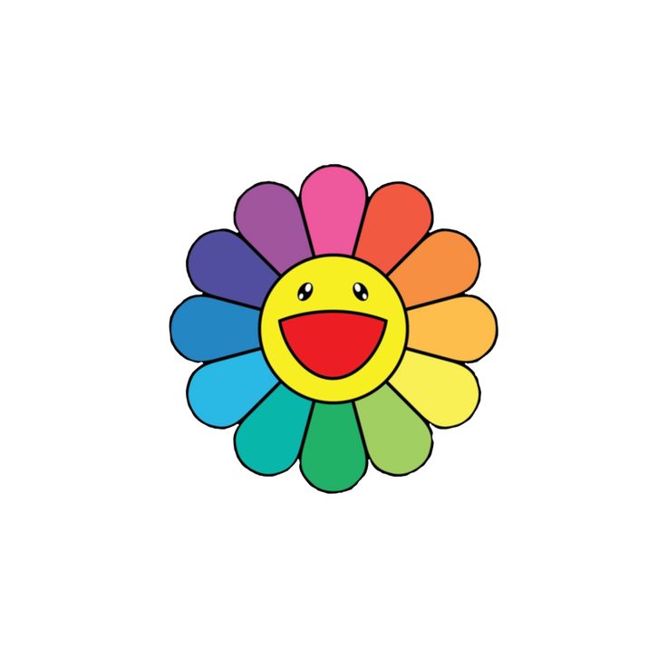 a colorful flower with a smiley face on it