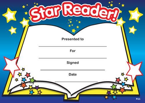 a star reader certificate with stars on it