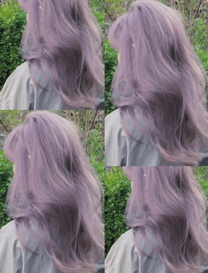 Korean Lavender Hair, Light Pink Purple Hair, Light Purple Hair Aesthetic, Korean Dyed Hair, Lavender Pink Hair, Ashy Purple Hair, Soft Purple Hair, Korean Hair Color Ideas, Pink Lavender Hair