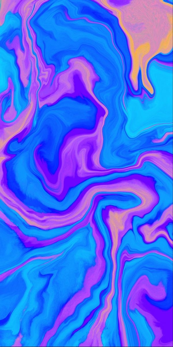 an abstract painting with blue, pink and yellow colors on it's surface is shown