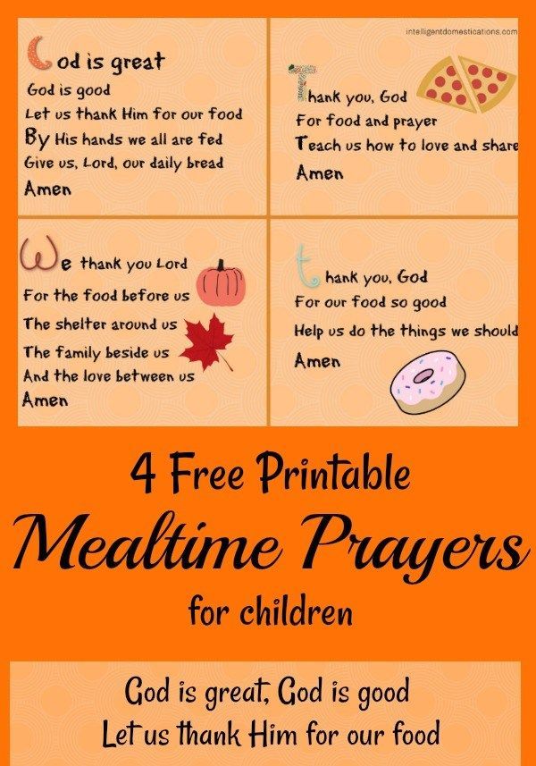 four free printable mealine prayers for children