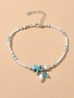 Show off your love for the beach with this beautiful beaded starfish anklet. Summer Beach Anklets With Starfish Charm, White Beach Anklets With Starfish Charm, White Starfish Charm Anklet For Beach, Starfish Anklets For Summer Vacation, White Starfish Anklets For Beach, Summer Strand Anklet With Starfish Charm, Adjustable Starfish Anklet For Summer, Summer Vacation Starfish Anklets, Starfish Charm Anklets For Beach Vacation