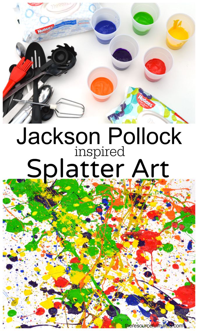 jackson polock inspired splatter art is an easy and fun activity for kids