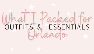 the words what i packed for outfits and essentials in pink with stars on it