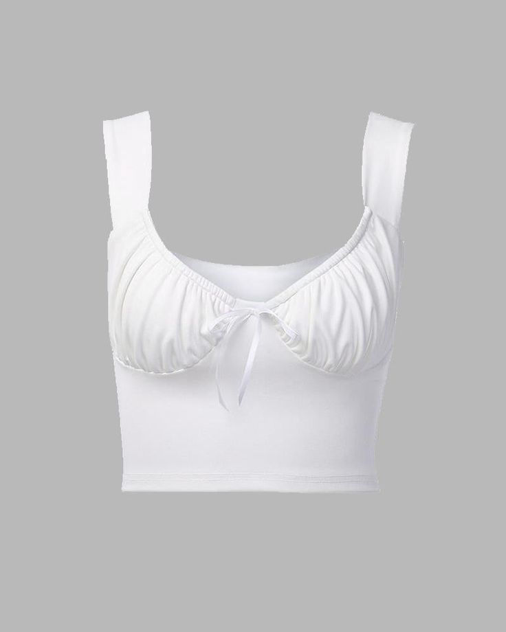 Details: White crop top with front ribbon designTop Length: CroppedSleeve Length: SleevelessMaterials:95% Polyester + 5% Spandex Spring Crop Top With Medium Bust Support, Summer Crop Top With Medium Bust Support, Casual Crop Top With Medium Bust Support, Cropped Tank Top With Medium Bust Support, Solid Summer Crop Top With Medium Bust Support, Solid Color Summer Crop Top With Medium Bust Support, Summer Tops With Medium Bust Support, Summer Tops With Medium Bust Support In Solid Color, Solid Tops With Medium Bust Support For Summer