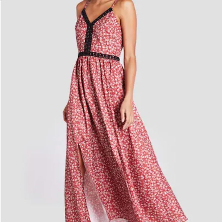 Nwt Lace Print Flower Cami Maxi Dress Red G/008 Casual Chic Relax Vacation Festival Summer Spring Winter Fall Boho Gypsy Weekend Travel Trendy Complete Look Birthday Vintage Chic Maxi Floral Dress With Ditsy Print, Chic Ditsy Floral Maxi Dress For Day Out, Chic Ditsy Floral Print Maxi Dress, Chic Sleeveless Maxi Dress With Ditsy Floral Print, Chic Sleeveless Ditsy Floral Maxi Dress, Elegant Ditsy Floral Print Maxi Dress For Vacation, Casual Red Floral Dress For Day Out, Elegant Beach Maxi Dress With Ditsy Floral Print, Feminine Red Floral Print Midi Dress