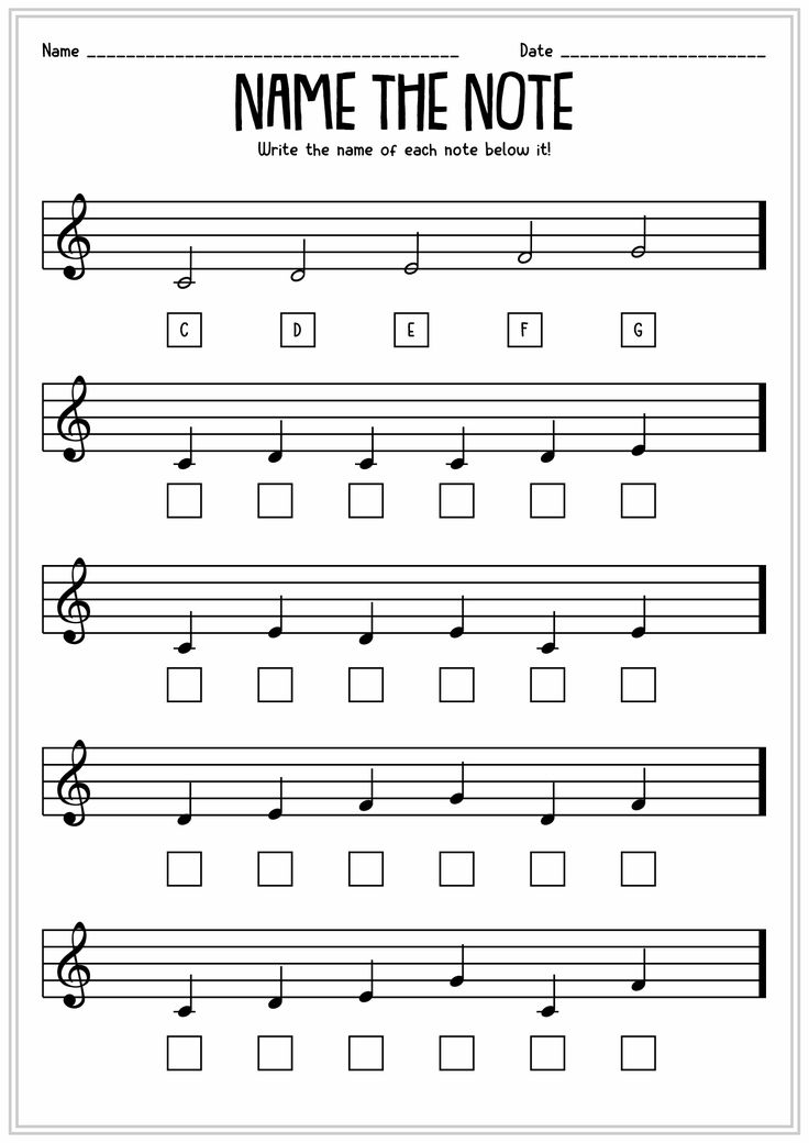 music notes worksheet for kids