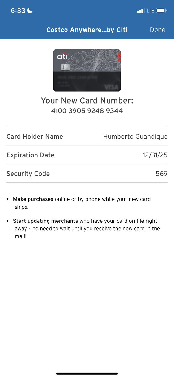 an iphone screen showing the credit card number on it's display, which is being displayed