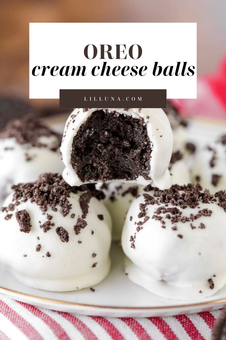 oreo cream cheese balls on a plate