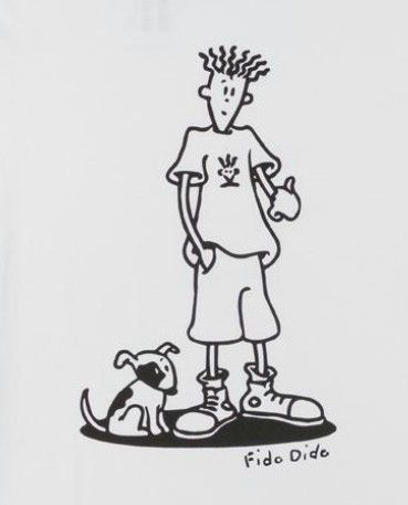 a black and white drawing of a boy standing next to a dog on the ground