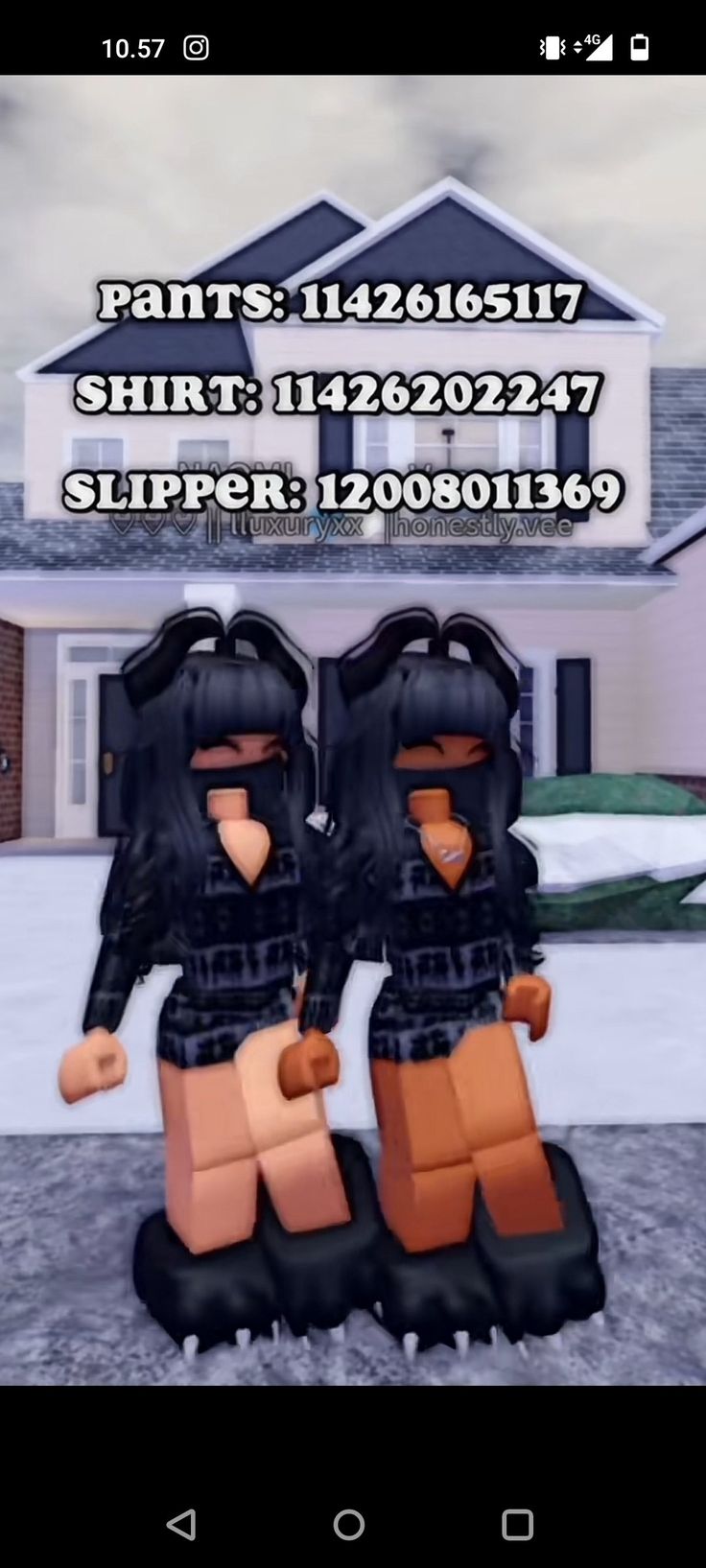 an animated image of two people in black and orange outfits, standing next to each other