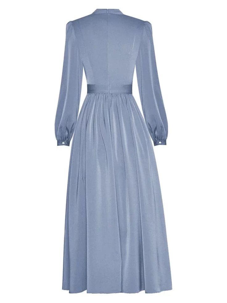 Ideal for a casual affair or an elegant evening. the "Mira" long sleeve dress offers an unparalleled blend of vintage styling and high street fashion. Featuring a premium polyester-cotton fabric blend. decorative frilled bow. lantern sleeves. pleated styling with a flowing ruche construction. Embrace your elegance. Standard US/EU Sizing. Designed for style and comfort Open neck collar Back zipper closure Full length lantern sleeves Material: polyester. cotton Size Chart（CM）:(Note: 1 cm equals 0. Elegant Floor-length Maxi Dress For Winter, Elegant Floor-length Winter Maxi Dress, Elegant Long Sleeve Maxi Dress For Winter, Bishop Sleeve Midi Dress For Evening In Fall, Evening Midi Dress With Bishop Sleeves For Fall, Elegant Long Sleeve Floor-length Dress For Winter, Elegant Long Sleeve Floor-length Winter Dress, Elegant Floor-length Long Sleeve Dress For Winter, Chic Bishop Sleeve Long Sleeve Dress For Party