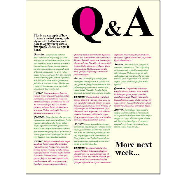 an article in the magazine q and a