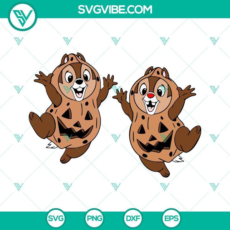 two cartoon beavers jumping in the air with their hands out and eyes open, one is