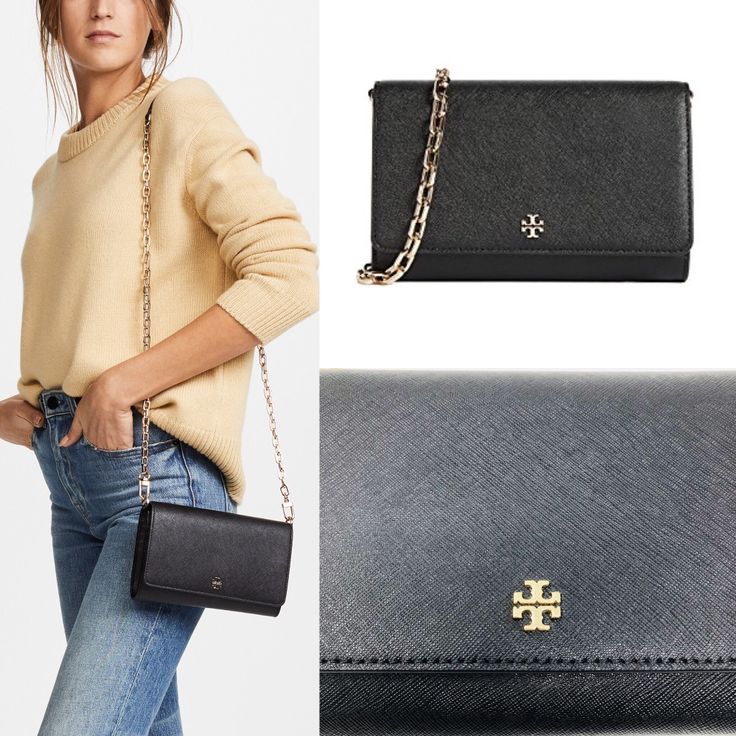 Authentic Nwt Tory Burch Emerson Chain Wallet In Blk Saffiano With Gold Hardware. Approx 7.75”W X 5.5”H X 1.25”D With 23” Strap Drop. Chain Strap With Leather Inset Is Removable Or Can Be Doubled Up To Carry Over Shoulder. 16 Interior Card Slots, 2 Compartments, 2 Bill Pockets, 1 Zip Compartment And 1 Slip Pocket On Rear Exterior. Fold Over Magnetic Flap Closure With Signature Double T Logo On Front Flap. No Trades No Pp No Exceptions Elegant Tan Wallet On Chain With Gold-tone Hardware, Elegant Black Wallet On Chain For Everyday Use, Classic Tan Wallet On Chain For Formal Occasions, Elegant Everyday Tan Wallet, Formal Black Wallet On Chain, Luxury Everyday Wallet On Chain, Classic Tan Wallet On Chain For Everyday Use, Tory Burch Emerson, T Logo