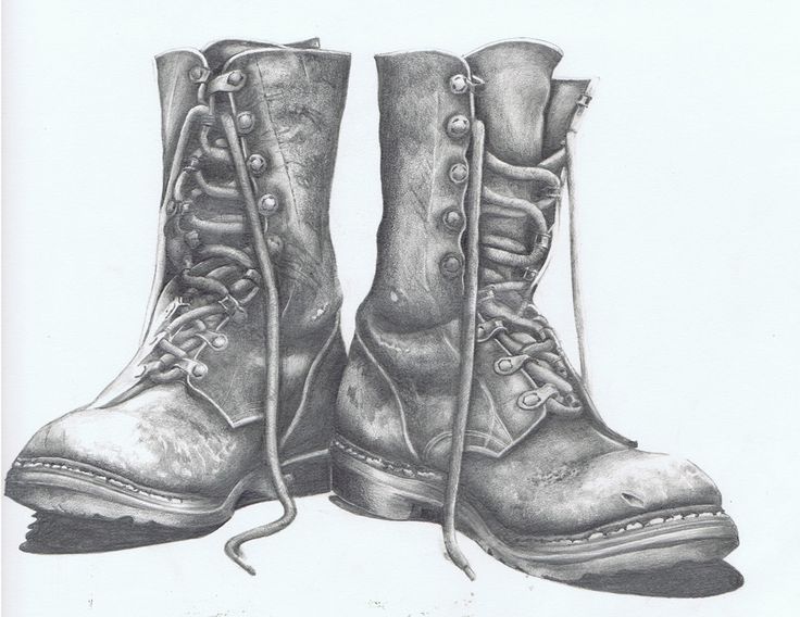 a drawing of two boots with laces on them