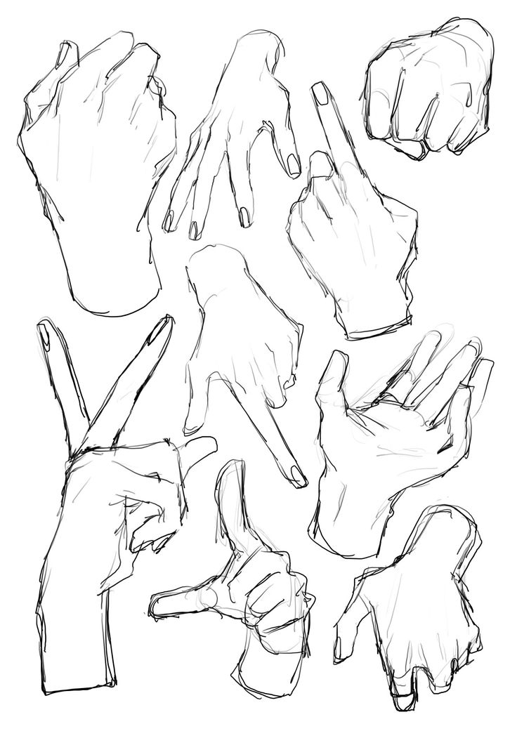 several hands and fingers are shown in this drawing technique, which is easy to draw