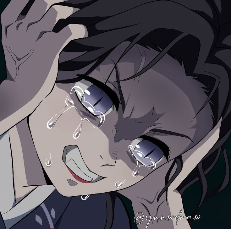 an anime character with tears on her face