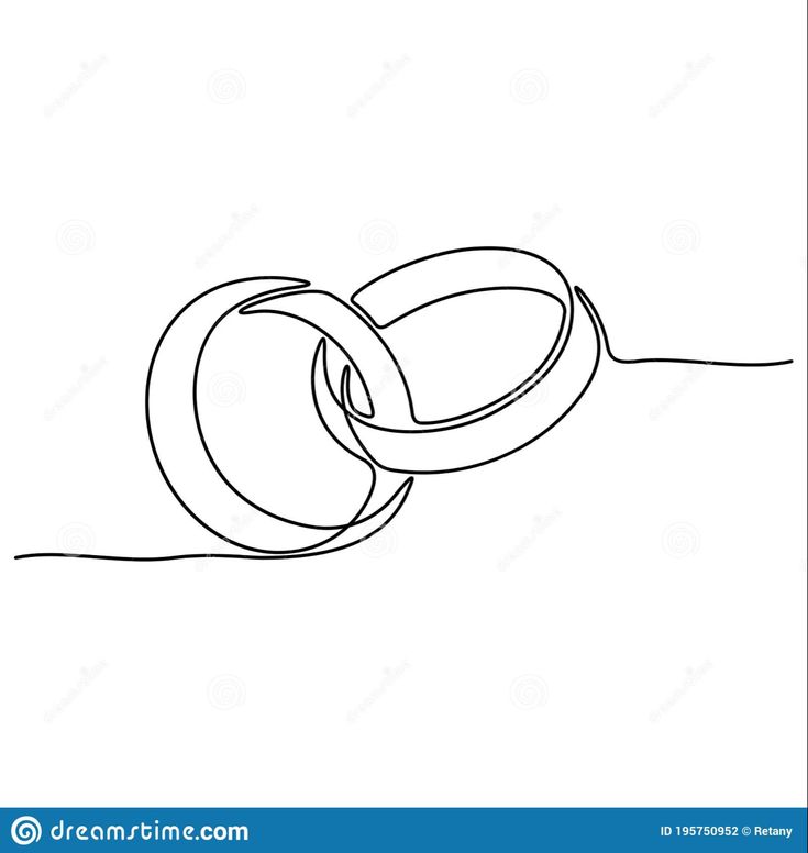 one continuous line drawing of two wedding rings