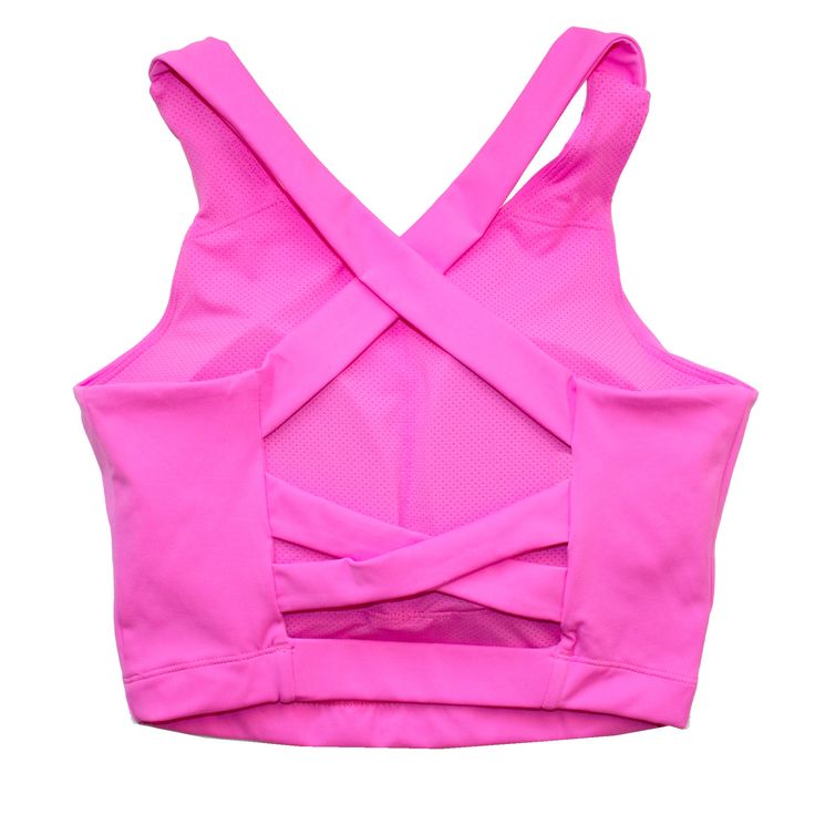 The Runner Island Neon Pink Womens Sports Bra Tank Top features a luxurious and smooth fabric perfect for all sports, from running to swimming. Pair this crop top with a tennis skirt, yoga leggings, or track and field shorts. Design: Water & sweat resistant tank top with strappy back Sizing: Womens Sports Bra Model wears size small Run to Swim Padded Sports Bra: 2 removable and comfortable pads Material: Nylon spandex blend Beach Workout Outfit, Neon Pink Crop Top, 80s Beach, Beach Workout, Shorts Design, Sports Bra Design, Bra Tank Top, Beach Workouts, Bra Models