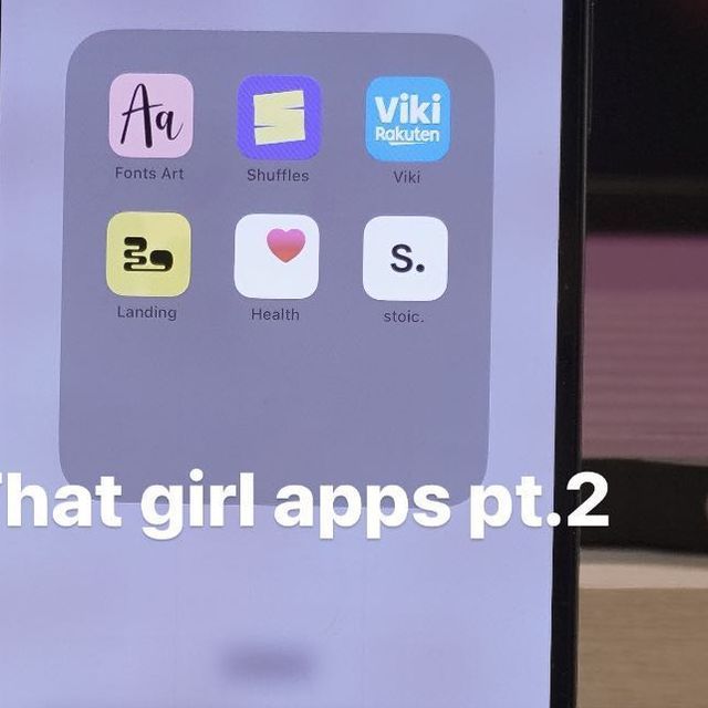 an iphone with the text what girl apps pt2? on it's screen