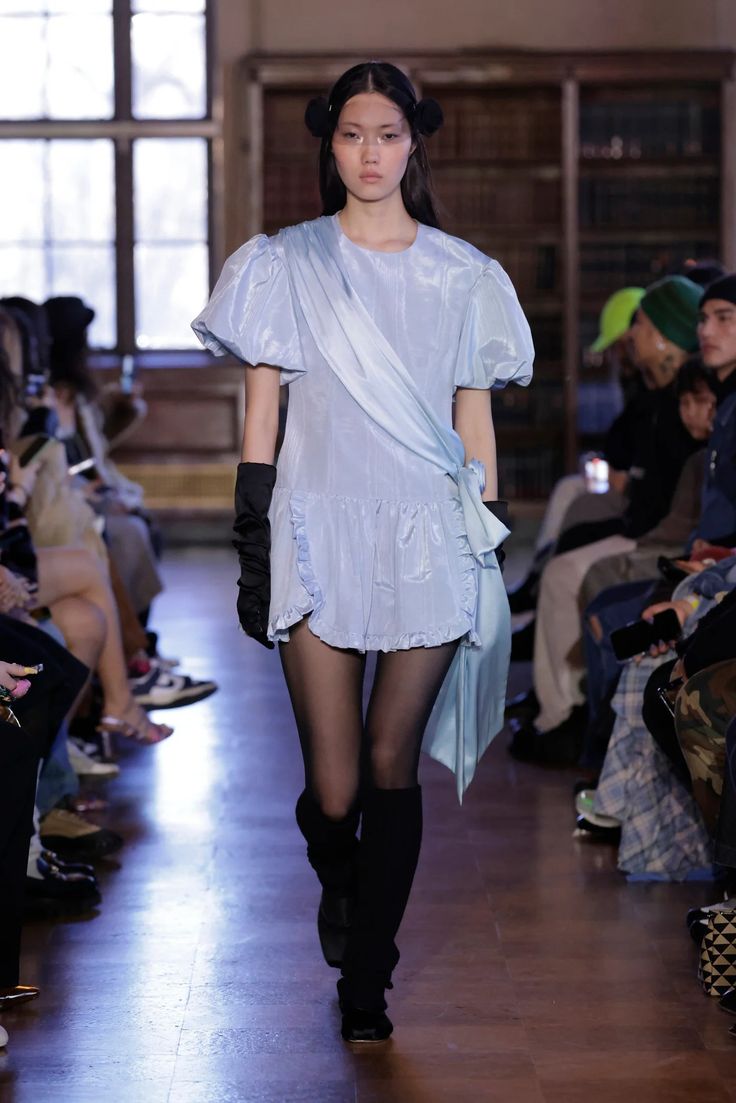 FW23 – SANDY LIANG Fashion Week Fall 2023, Hair Socks, Uniform Dress, Sandy Liang, Knit Outerwear, 2023 Collection, Fall 2023, Business Fashion, New York Fashion Week