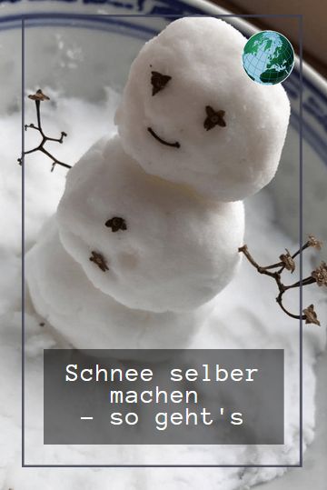 a snowman made out of marshmallows in a bowl with the caption schnee selber machen - so gent's