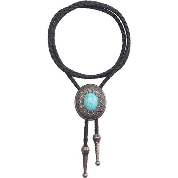 New Product Tie Closure High Quality: The Cowboy Necklace Is Made Of Antique Silver Plated Alloy, Nickel Free, No Cadmium, Lead, And The Black String Is Made Of High Quality Genuine Leather, Fit For Men Or Women, A Special Apparel Accessory In Your Shirt. Vintage And Western Design: Our Turquoise Bolo Ties Western Leather Rope Length Is 39.4 Inches With Adjustable Initial Turquoise Pendant And Leather Cord Connected, You Can Wear It As A Traditional Bolo Ties Western Firm To Your Neck For Weddin Western Style Silver Necklace With Adjustable Length, Western Silver Necklace With Adjustable Length, Black Western Jewelry With Adjustable Length, Silver Western Bolo Ties For Festival, Black Southwestern Concho Jewelry, Southwestern Black Concho Jewelry, Adjustable Concho Jewelry For Formal Occasions, Black Southwestern Jewelry With Turquoise Accents, Adjustable Southwestern Silver Jewelry