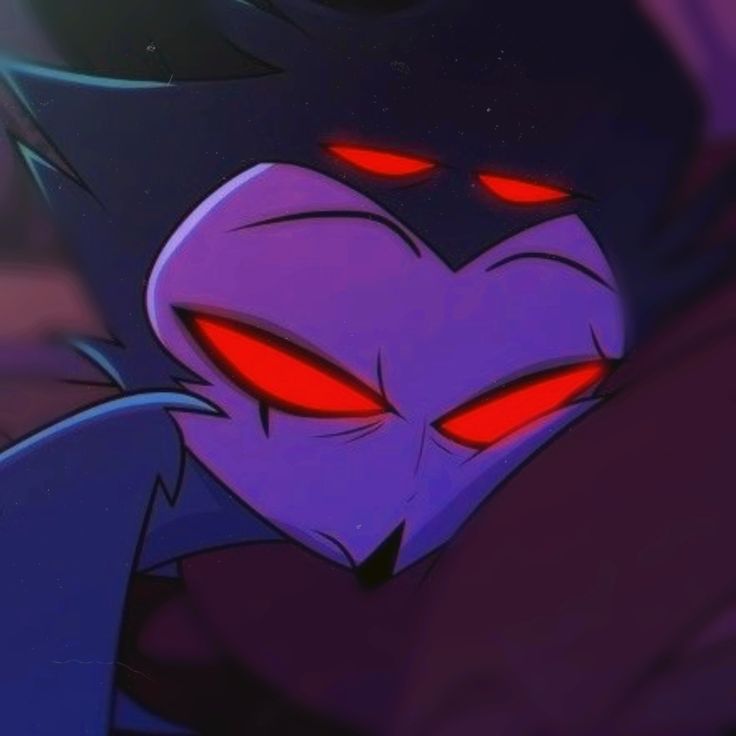 an evil looking cartoon character with red eyes