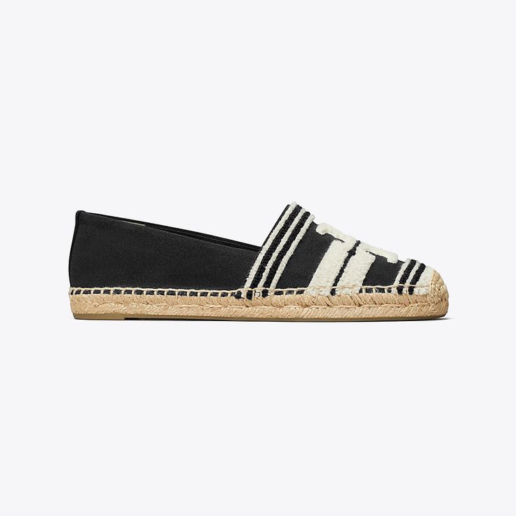 Mixed materials add texture and subtle dimension to the warm-weather essential. Crafted in canvas with woven terry and set on a jute sole, the Double T espadrille is a versatile and effortless style. Casual Straw Espadrilles With Textured Footbed, Casual Woven Espadrilles With Flat Heel, Casual Woven Flat Heel Espadrilles, Casual Woven Flat Espadrilles, Casual Canvas Espadrilles With Textured Sole, Casual Espadrilles With Woven Round Toe, Casual Woven Espadrilles With Round Toe, Casual Espadrilles With Woven Jute Sole, Casual Jute Espadrilles With Woven Sole