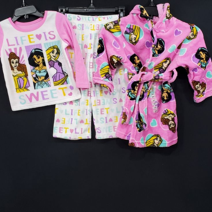 Nwt Bin G.L S Plush Hooded Robe, Top And Bottom. Cotton Disney Sets For Pajama Party, Disney Character Print Sets For Pajama Party, Winter Cotton Sets With Character Print, Disney Cotton Sets For Pajama Party, Disney Cartoon Print Sets For Sleepover, Disney Character Print Sets For Sleepover, Pink Character Print Sets For Sleepover, Multicolor Character Print Sleepover Set, Disney Cartoon Print Sleepover Sets