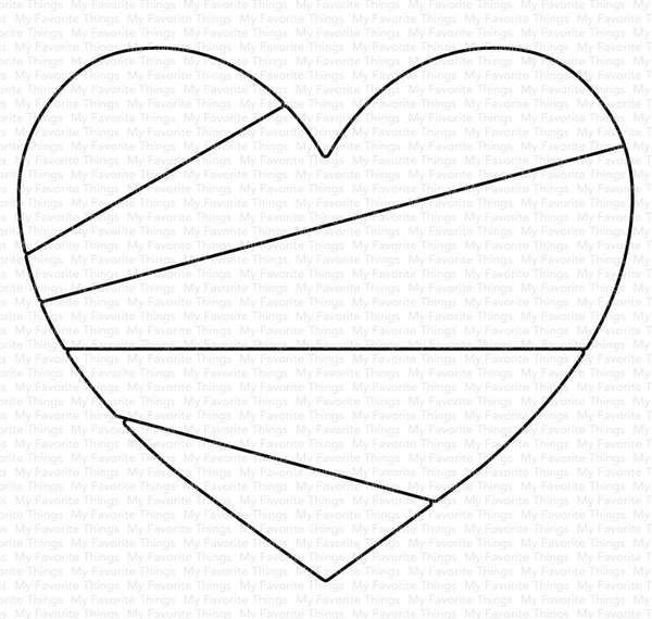 a heart with lines drawn on the side and one line in the middle, as well as