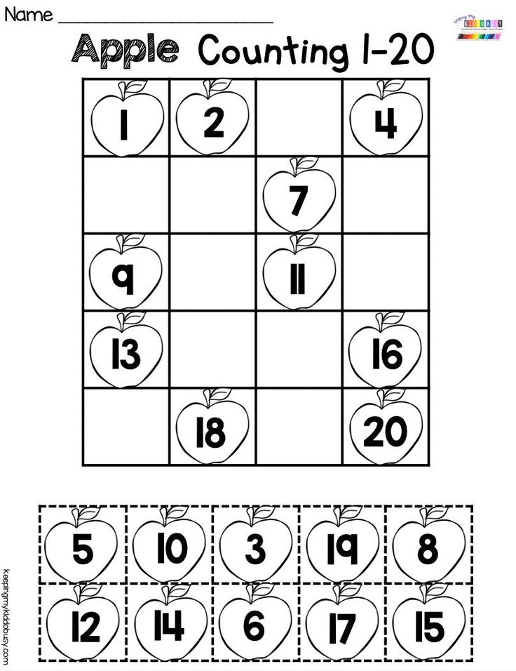 an apple counting 1 - 20 worksheet with numbers