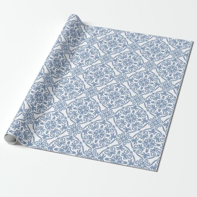 a blue and white pattern wrapping paper