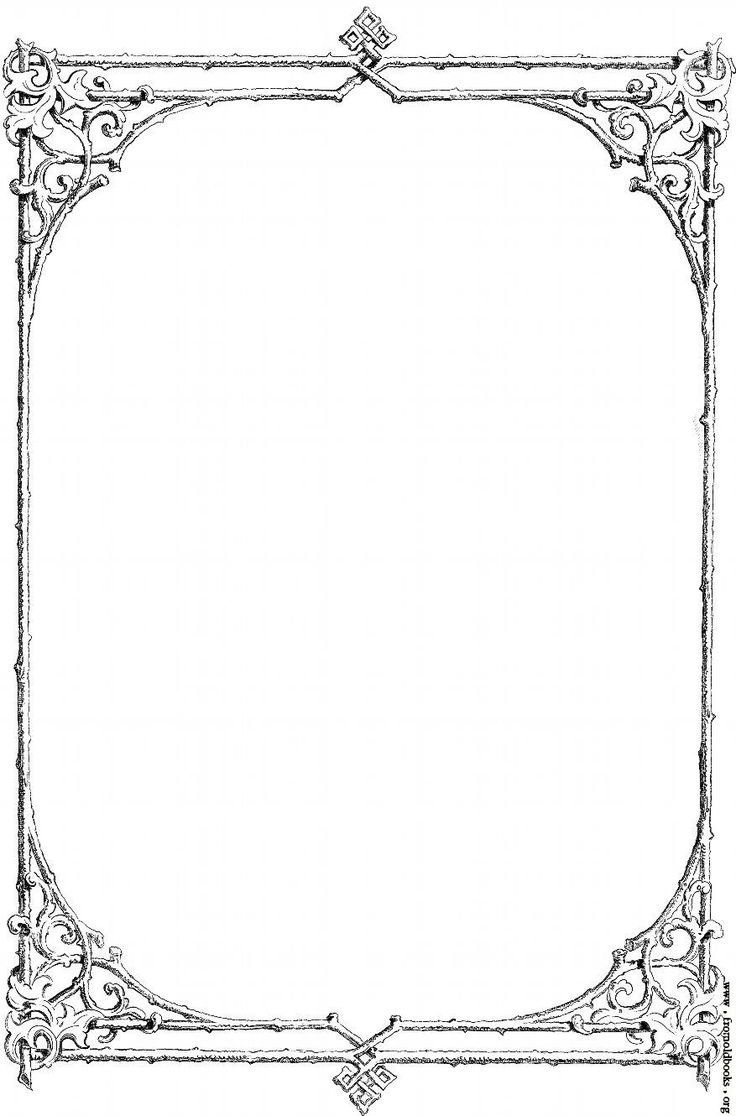 an ornate frame is shown in black and white, as well as the outline for this design