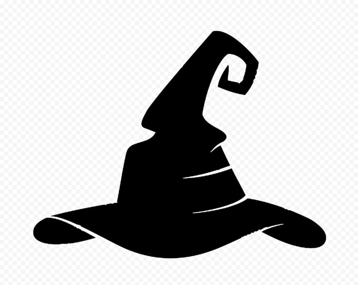 a black and white silhouette of a wizard hat