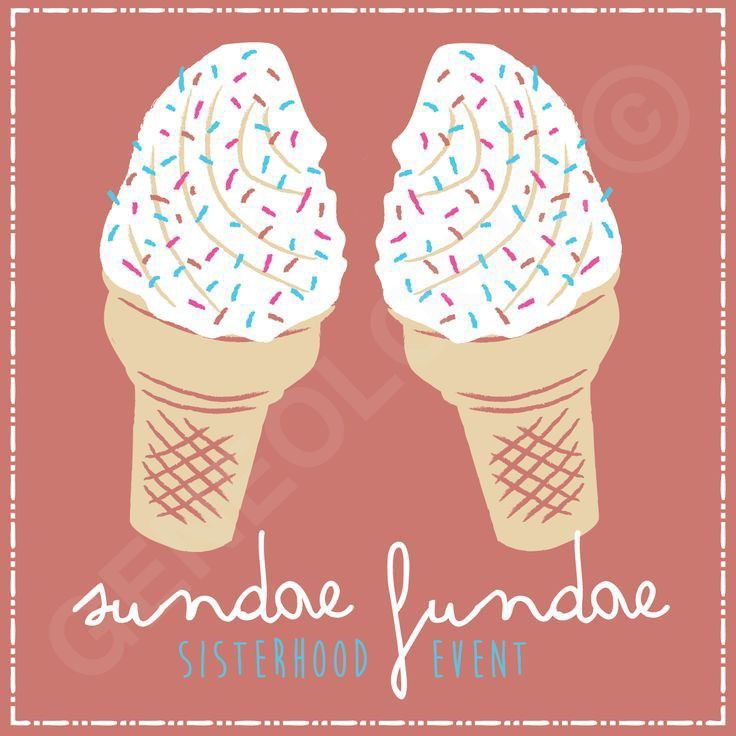 two ice cream cones with sprinkles on them and the words sunday fundae