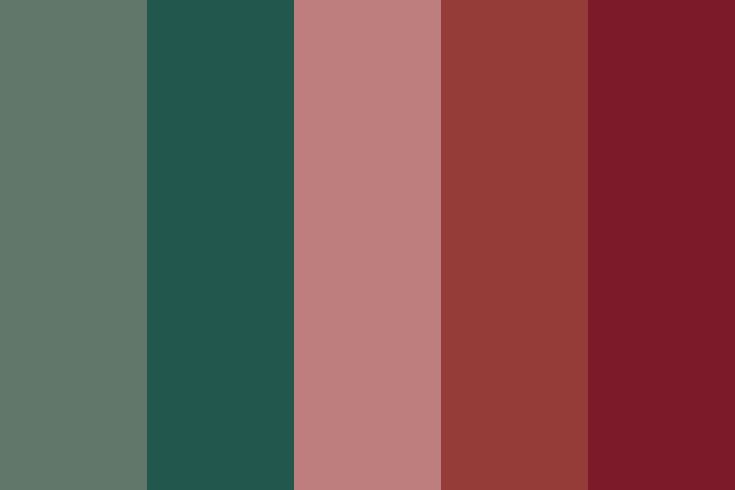 the color palette is red, green and brown