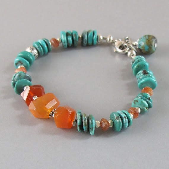 Carnelian Bracelet, Sterling Silver Bead Bracelet, Silver Bead Bracelet, Bracelet Sterling Silver, Silver Bead, Natural Turquoise, Gemstone Bracelets, Boho Bracelets, Cottage Chic