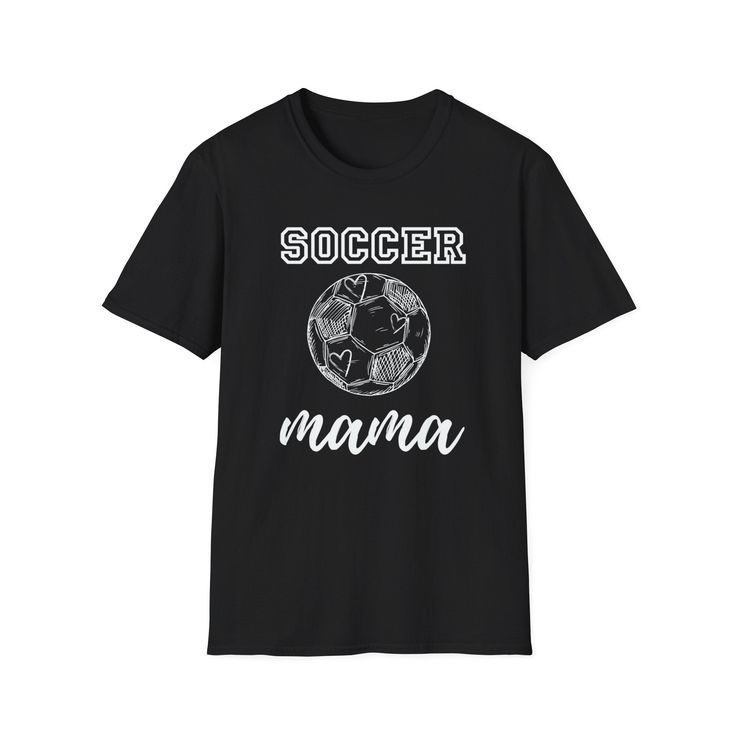 Show your pride as a soccer mom with our "Soccer Mama" unisex T-shirt! Perfect for cheering on your athlete or running errands, this stylish tee combines comfort and fun. Available in various colors, this T-shirt pairs well with jeans, shorts, or leggings. It’s the perfect gift for birthdays, Mother’s Day, or just to show appreciation for the soccer mom in your life. Order your "Soccer Mama" unisex T-shirt today and wear it proudly as you cheer on your favorite player! Sporty T-shirt With Football Season Screen Print, Casual Sublimation Design For Football Season, Black Casual T-shirt For Football Season, Casual Black T-shirt For Football Season, Casual Football Season Graphic T-shirt, Casual Graphic Print T-shirt For Football Season, Football Season Graphic Tee With Short Sleeves, Graphic Tee For Football Season, Sporty Short Sleeve T-shirt For Football Season