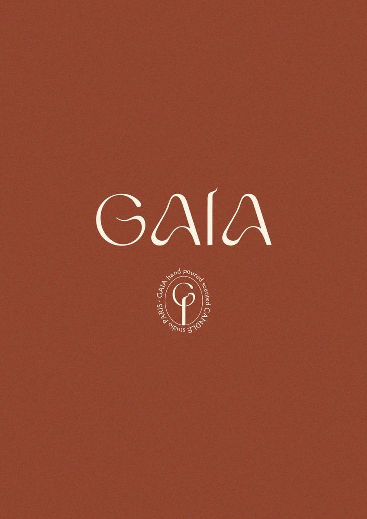 the word gaia written in white on a brown background